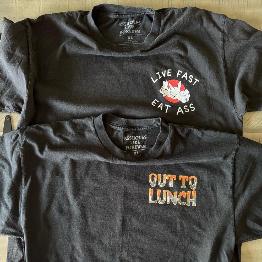 Adult Black Graphic Tees (2) - Assholes Live Forever